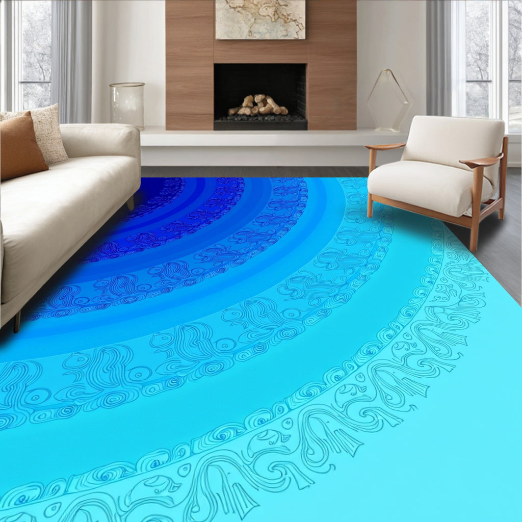 Oceanic Gradient Intricate Pattern Rug