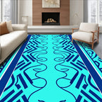 Bold Teal Geometric Swirl Pattern Rug