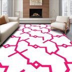 Hot Pink Geometric Chain Link Pattern Rug