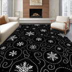 Winter White Snowflake Swirls Rug
