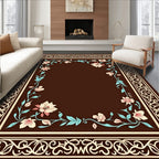 Floral Border With Winding Vines Design Rug