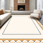 Geometric Border Cream Soft Orange Rug