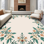 Elegant Floral Vine Botanical Frame Rug