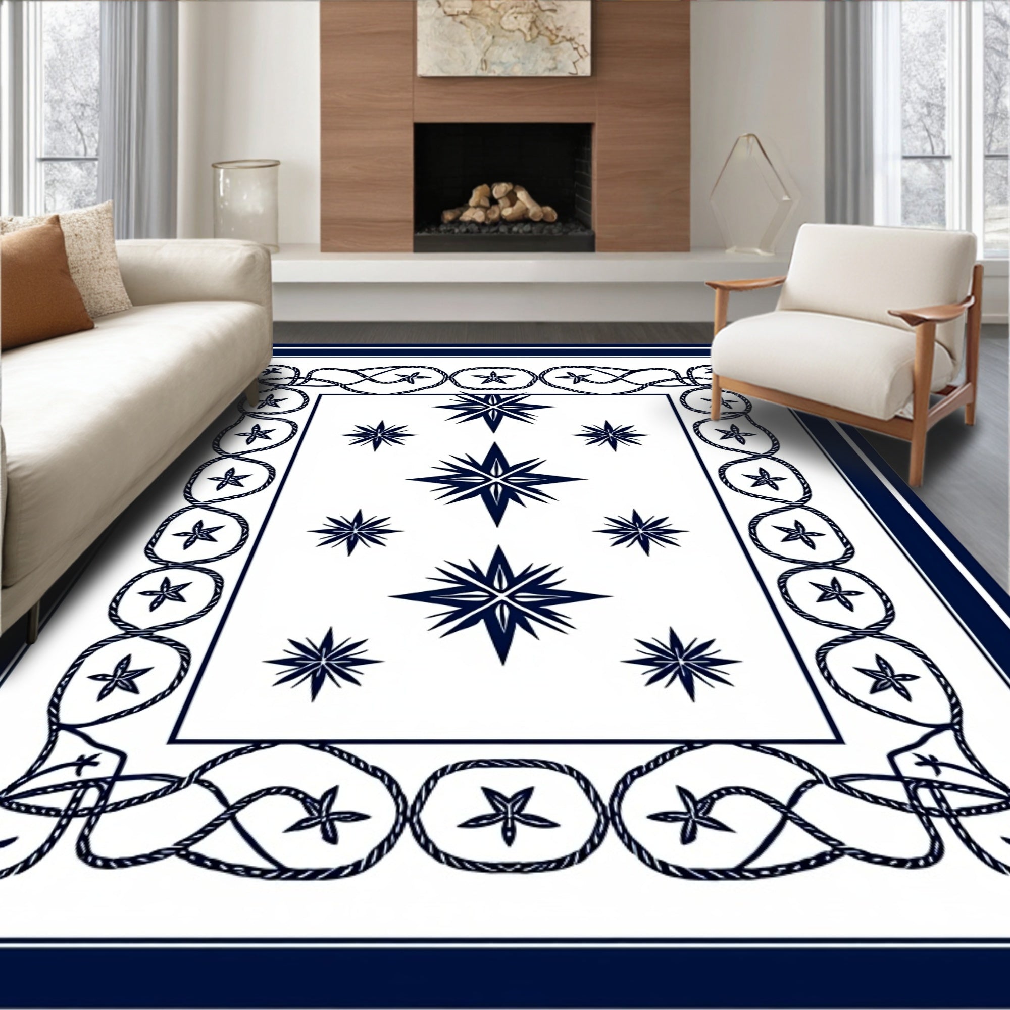 Nautical Star Rope Pattern Rug