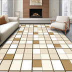 Neutral Toned Square Pattern Print Rug
