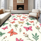 Delicate Butterfly and Floral Pattern Rug
