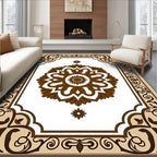 Brown Floral Medallion Border Rug