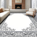Ornate Floral Swirl Border Design Rug