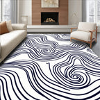 Abstract Organic Swirl Line Pattern Rug