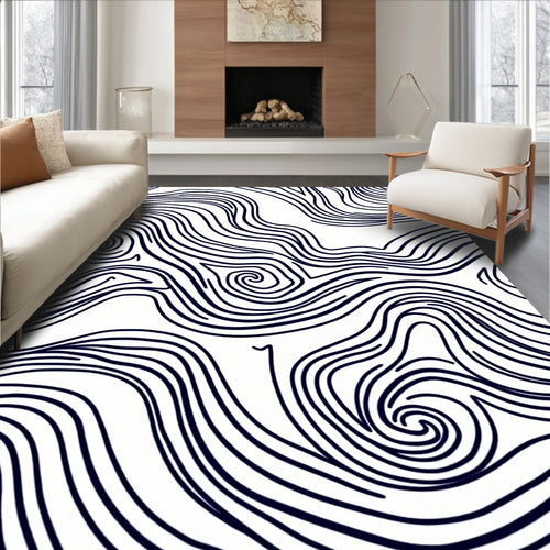 Abstract Organic Swirl Line Pattern Rug