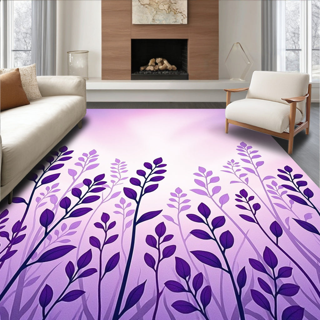 Purple Silhouette Foliage Meadow Rug