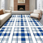 Classic Blue White Gingham Plaid Rug