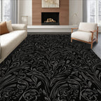 Dark Floral Vines Elegant Pattern Rug
