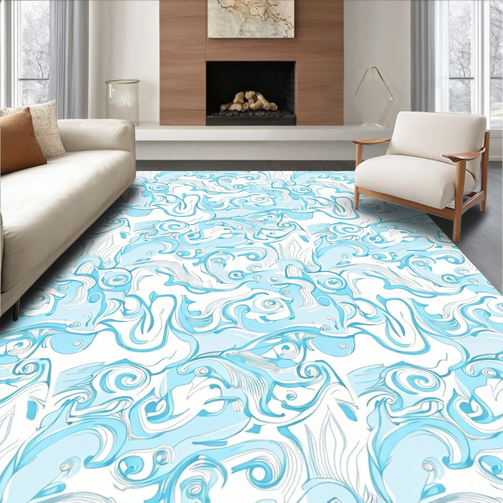 Abstract Swirls And Curled Lines Design Rug