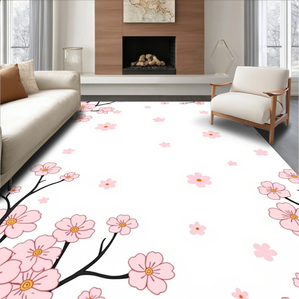 Delicate Pink Blossom Pattern Rug