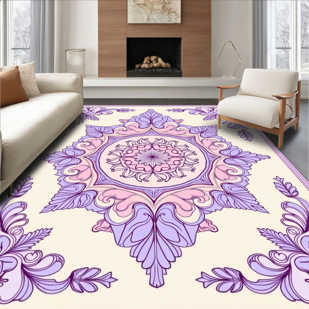 Floral Mandala With Lavender Accents Rug