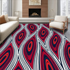 Abstract Red White Blue Swirl Pattern Rug