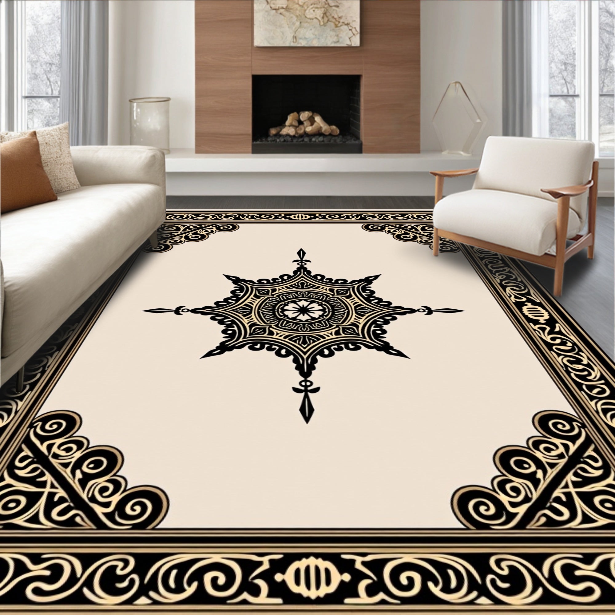 Ornate Starburst Geometric Pattern Rug