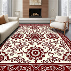 Dark Red Floral Mandala Patterned Rug