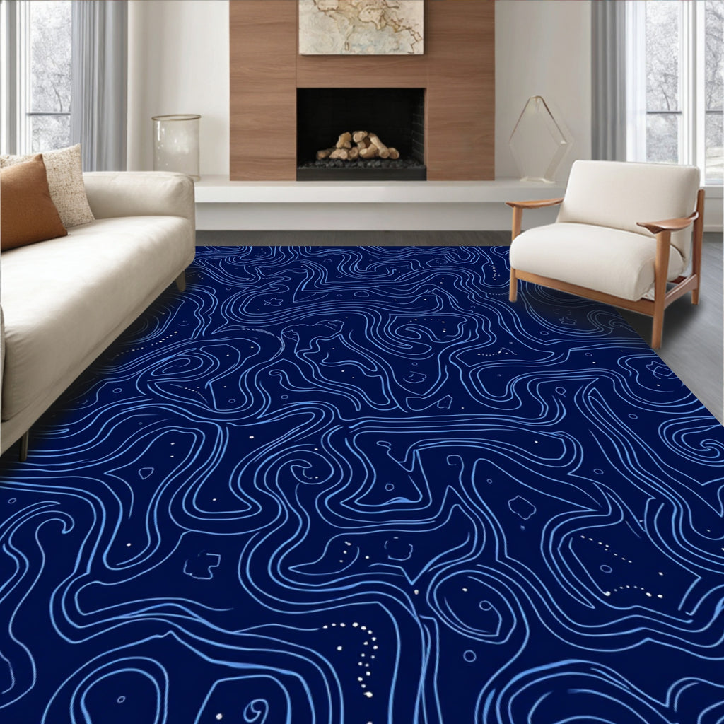 Abstract Swirl Star Pattern Rug