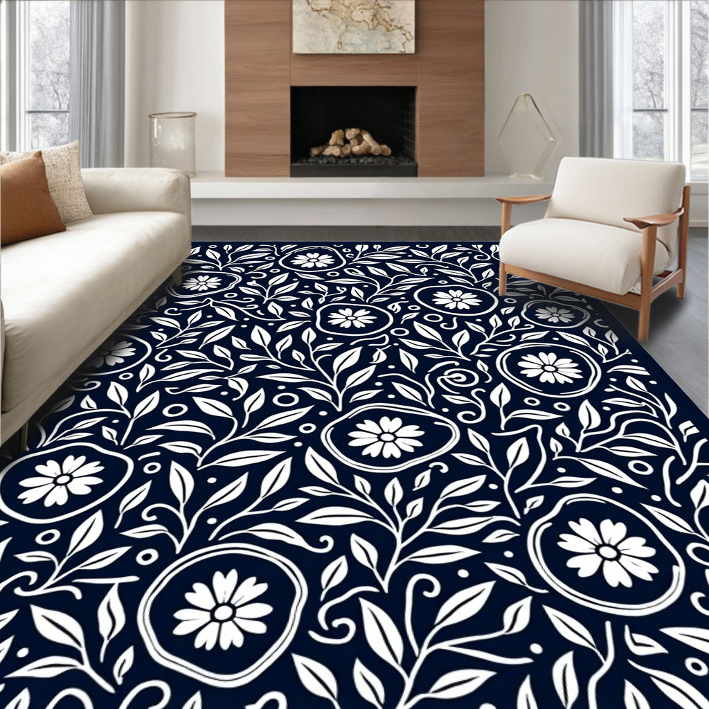 Classic Floral Vine Dot Pattern Rug