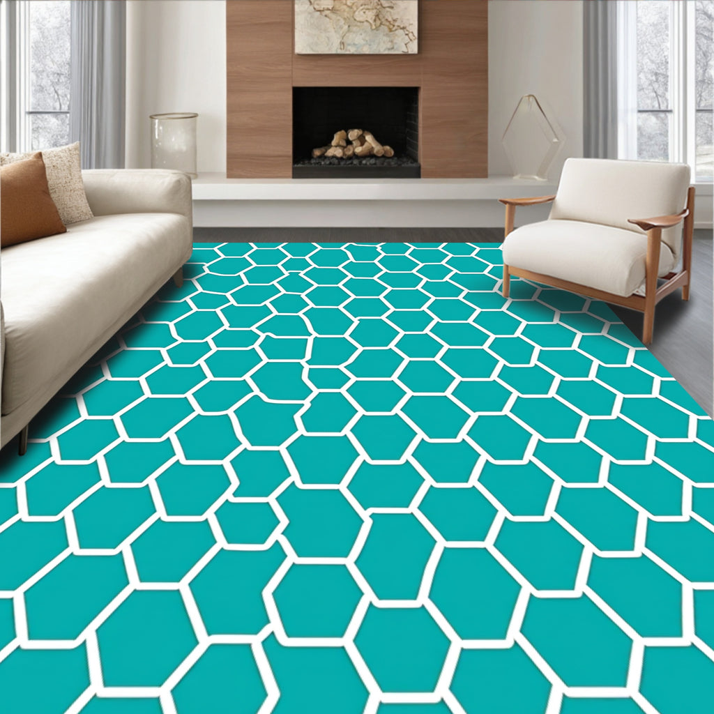 Geometric Hexagon Pattern Rug