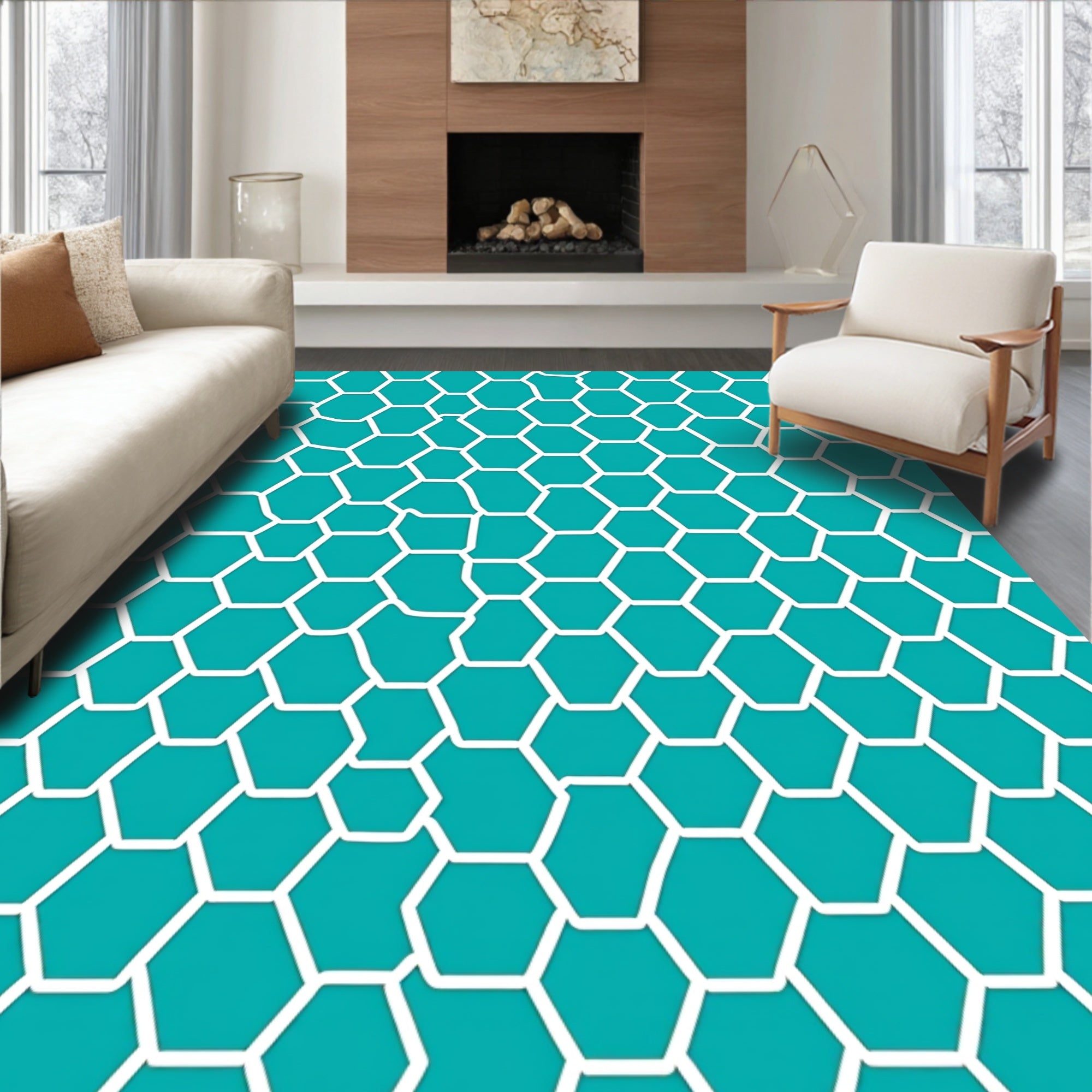 Geometric Hexagon Pattern Rug