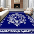 Classic Circular Mandala Blue White Design Rug