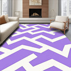 Modern Cream Purple Geometric Pattern Rug