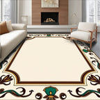 Ornate Floral Geometric Border Design Rug