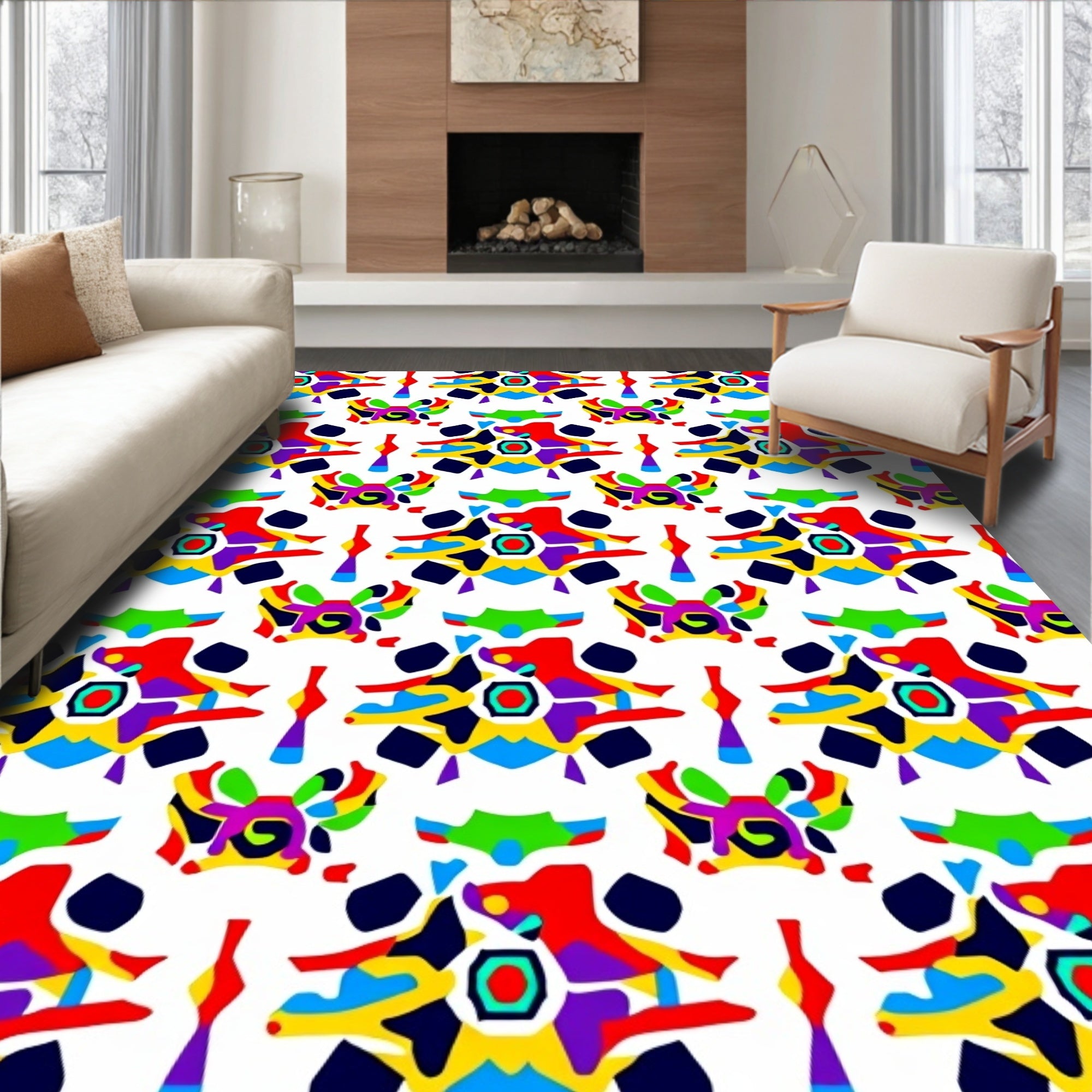 Vibrant Geometric Pattern Kaleidoscope Rug