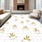 Golden Bunny Whimsical Grid Pattern Rug