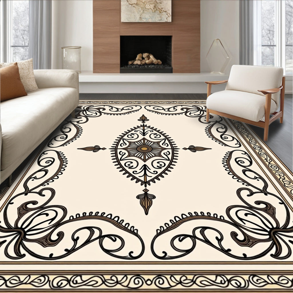Elegant Floral Scrollwork With Medallion Rug