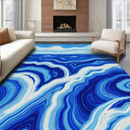 Blue Swirling River Lines Pattern Rug