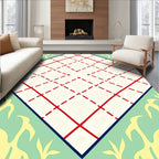 Geometric Diamond Red Blue Pattern Rug