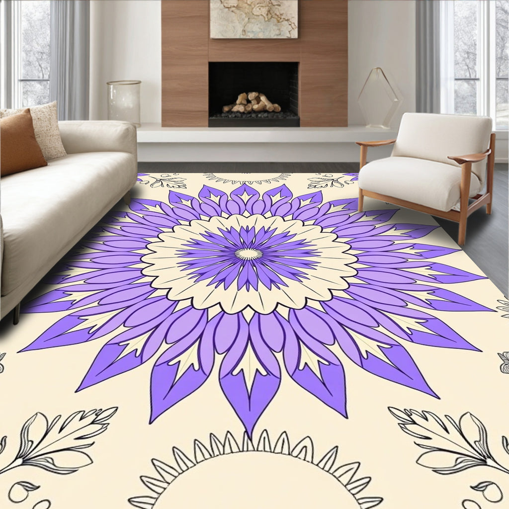 Purple Bloom Butterfly Motif Rug