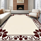 Dark Red Floral Vine Border Rug