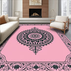 Pink Floral Medallion with Ornate Border Rug