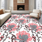 Floral Vines With Pink Gray Design Rug