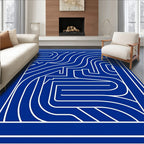 Classic Blue Maze Pattern Design Rug