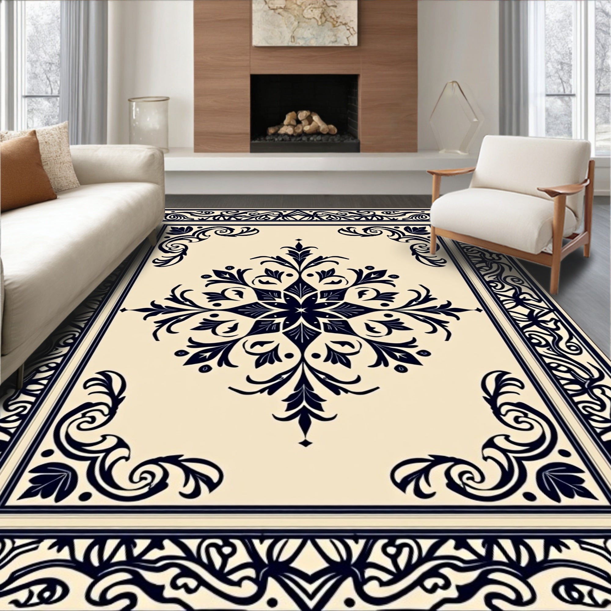 Classic Floral Swirls Accent Rug