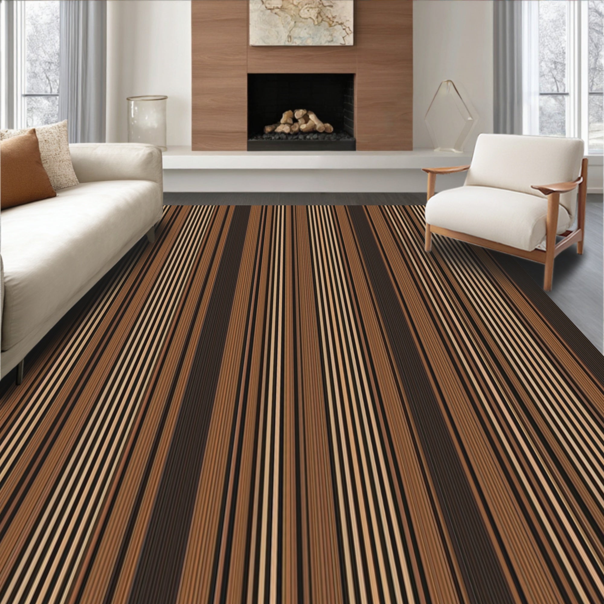 Classic Vertical Stripe Pattern Design Rug