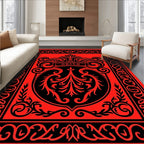 Red and Black Flourish Pattern Rug
