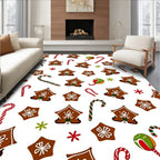 Christmas Gingerbread House Candy Cane Stars Rug