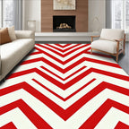 Bold Red White Chevron Design Rug