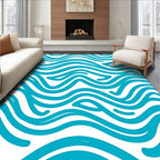 Abstract Blue Wave Pattern Rug