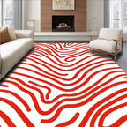 Bold Red Wavy Stripe Pattern Rug