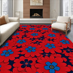 Bold Red Blue Floral Pattern 4u Rug