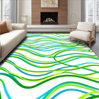 Vibrant Blue Green Wavy Lines Rug