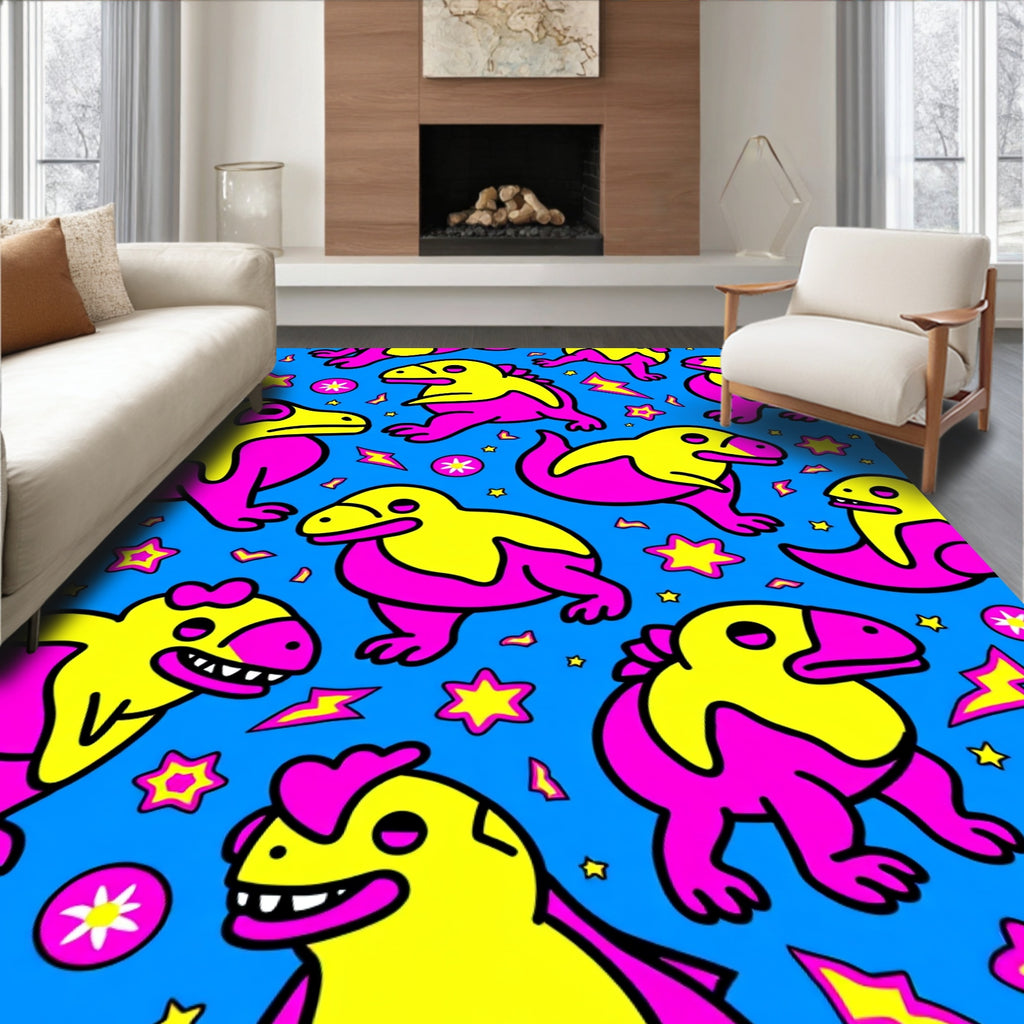 Dinosaur And Star Pattern Rug